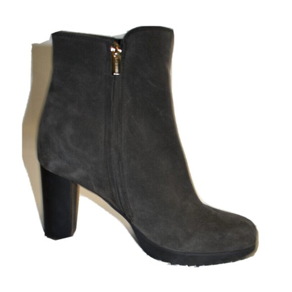 New! La Canadienne Myranda Weatherproof Double Zip Suede Bootie Gray 11 DD294
